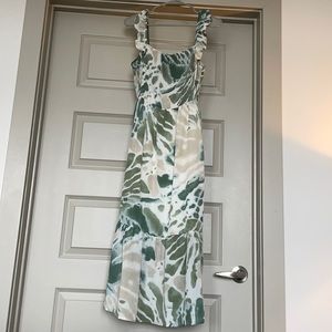 Lush Green Floral Print Smocked Maxi Dress